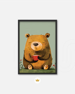 Sitting Bear with Coffee