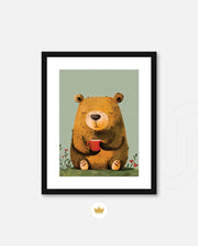 Sitting Bear with Coffee