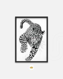Leaping Leopard Monochrome