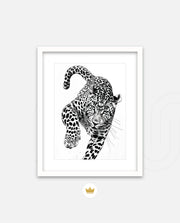 Leaping Leopard Monochrome