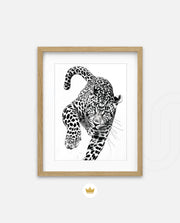 Leaping Leopard Monochrome