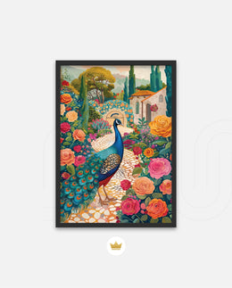 Peacock in Blooming Gardens
