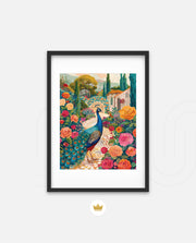 Peacock in Blooming Gardens