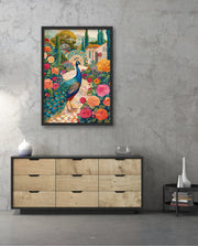 Peacock in Blooming Gardens