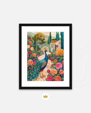 Peacock in Blooming Gardens