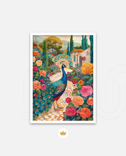 Peacock in Blooming Gardens