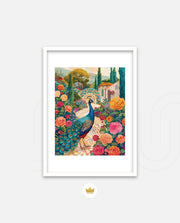 Peacock in Blooming Gardens