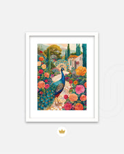 Peacock in Blooming Gardens