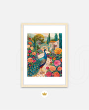 Peacock in Blooming Gardens