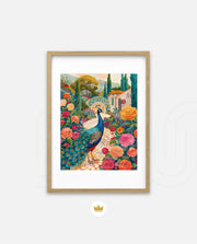 Peacock in Blooming Gardens