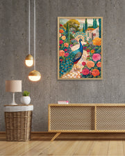 Peacock in Blooming Gardens