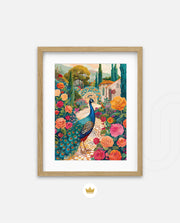 Peacock in Blooming Gardens