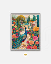 Peacock in Blooming Gardens