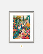 Peacock in Blooming Gardens