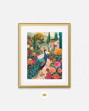 Peacock in Blooming Gardens