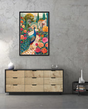 Peacock in Blooming Gardens