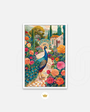 Peacock in Blooming Gardens