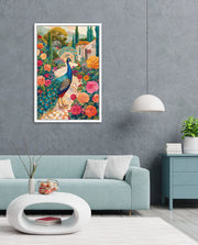 Peacock in Blooming Gardens