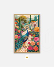 Peacock in Blooming Gardens