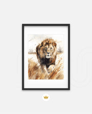 Wild Lion Savannah Watercolor