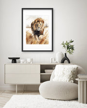 Wild Lion Savannah Watercolor