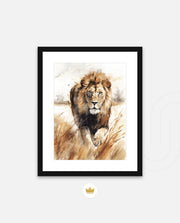 Wild Lion Savannah Watercolor