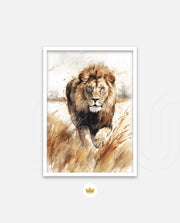Wild Lion Savannah Watercolor