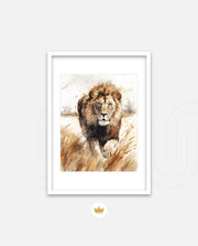 Wild Lion Savannah Watercolor