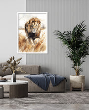 Wild Lion Savannah Watercolor