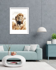 Wild Lion Savannah Watercolor