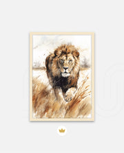 Wild Lion Savannah Watercolor