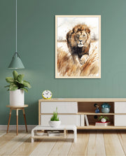 Wild Lion Savannah Watercolor