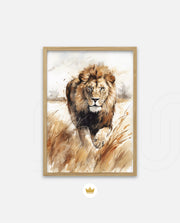 Wild Lion Savannah Watercolor