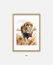 Wild Lion Savannah Watercolor