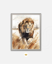 Wild Lion Savannah Watercolor