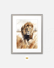 Wild Lion Savannah Watercolor