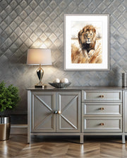 Wild Lion Savannah Watercolor