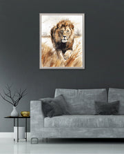 Wild Lion Savannah Watercolor