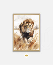 Wild Lion Savannah Watercolor