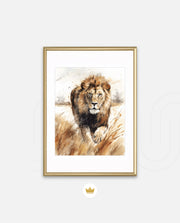 Wild Lion Savannah Watercolor
