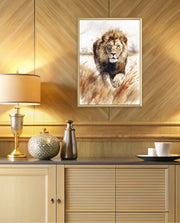 Wild Lion Savannah Watercolor