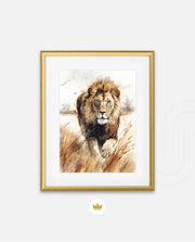 Wild Lion Savannah Watercolor