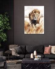 Wild Lion Savannah Watercolor
