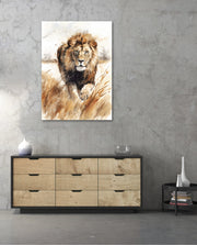 Wild Lion Savannah Watercolor