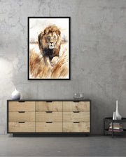 Wild Lion Savannah Watercolor