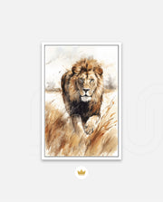 Wild Lion Savannah Watercolor
