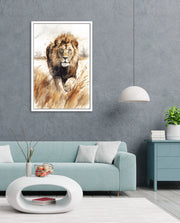 Wild Lion Savannah Watercolor