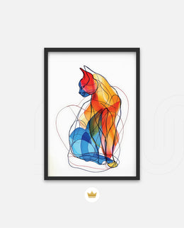 Abstract Line Art Cat