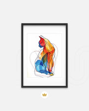 Abstract Line Art Cat