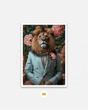 Gentleman Lion Floral Portrait